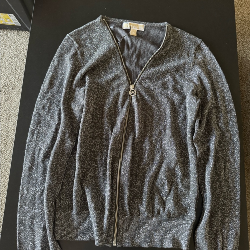 Michael Kors Silver Zip-Up Sweater